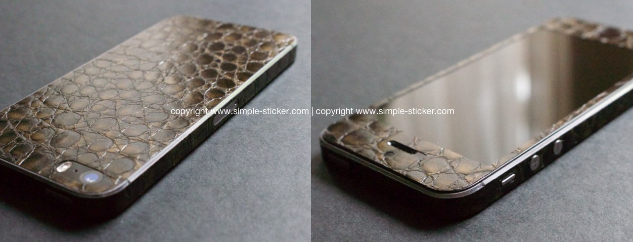 iPhone Aufkleber 3D Leder - Alligator braun