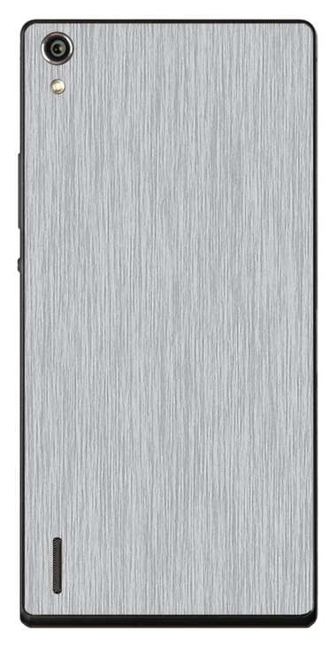 Huawei Ascend P7 3D Aufkleber / Sticker für Rückseite - Gebürsteter Stahl - silber