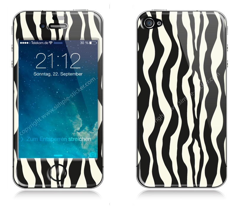 iPhone Aufkleber / Sticker 3D für iPhone 4/4S - Zebra