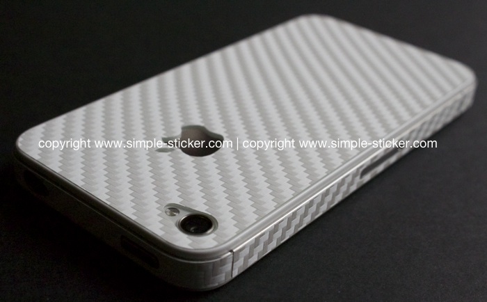 iPhone Aufkleber / Sticker 3D Struktur für iPhone 4/4S/5/5S - Carbon weiß