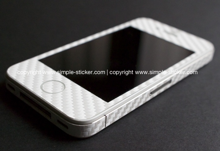 iPhone Aufkleber / Sticker 3D Struktur für iPhone 4/4S/5/5S - Carbon weiß
