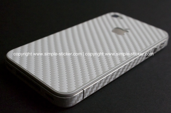 iPhone Aufkleber / Sticker 3D Struktur für iPhone 4/4S/5/5S - Carbon weiß
