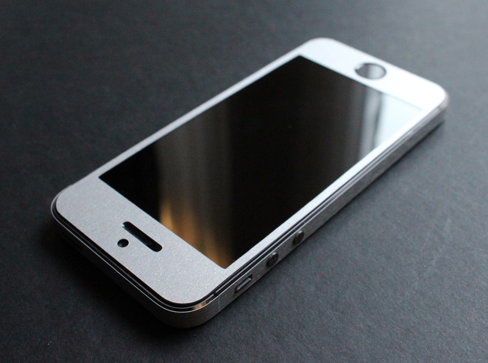 iPhone Aufkleber / Sticker 3D Struktur für iPhone 4/4S/5/5S - Gebürsteter Stahl - silber